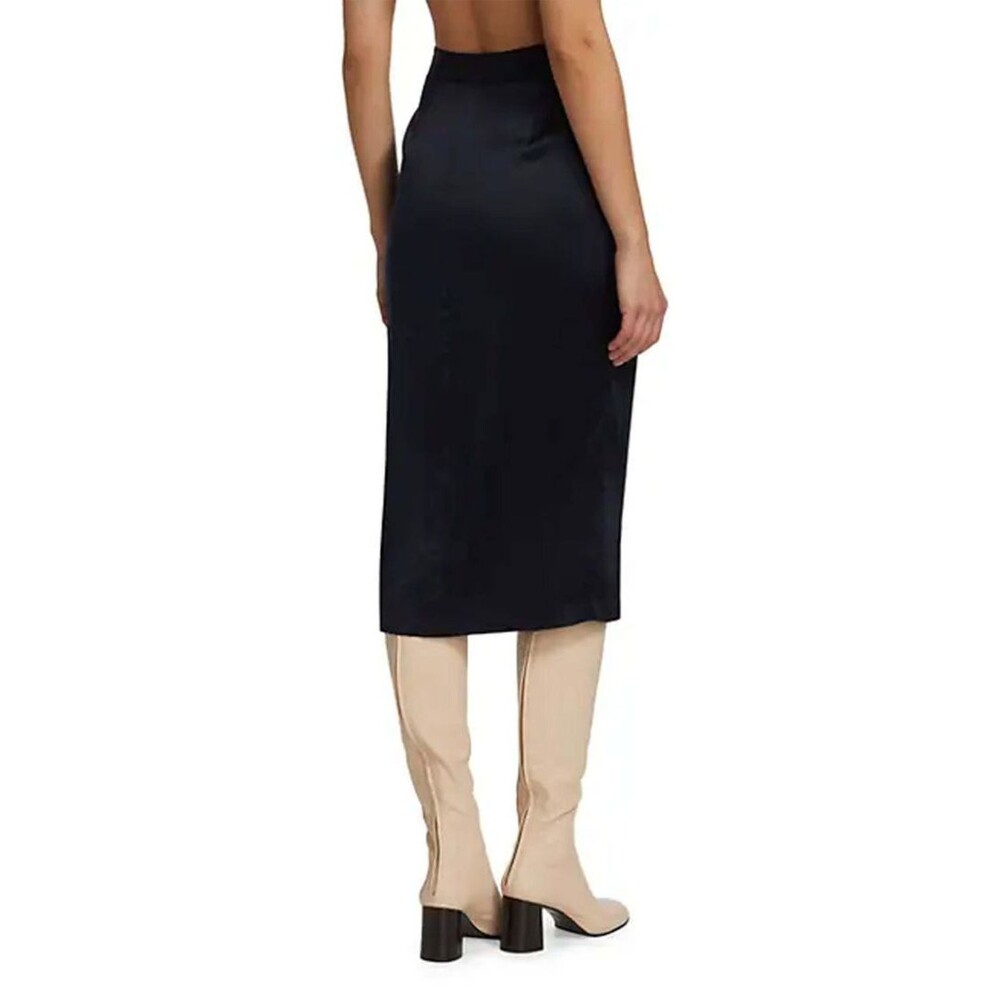 NEW TWP Blue Silk Satin Midi Pencil Skirt Slit 4 Old Money Quiet Luxury Capsule - Picture 2 of 7